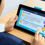 **Prompt:** A cheerful young adult, fully clothed in comfortable, modest attire, deeply engaged in a gamified Korean language learning application on a sleek tablet. The tablet screen subtly displays animated elements like colorful badges, progress bars, and interactive mini-games related to Korean vocabulary or grammar. The background is a bright, modern learning cafe, with a few traditional Korean textbooks visible in the soft-focus background, symbolizing a new era of learning. Professional photography, high resolution, perfect anatomy, correct proportions, natural pose, well-formed hands, proper finger count, natural body proportions, safe for work, appropriate content, fully clothed, family-friendly.