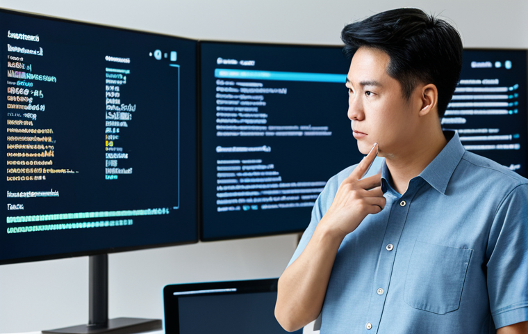 A diverse web design professional, male or female, in modest business casual attire, standing thoughtfully in a bright, modern office space. On the large monitor in front of them, various digital screens display different linguistic scripts, including Hangul characters and Latin alphabet text, subtly symbolizing global communication and design versatility. The atmosphere is clean and contemporary.
fully clothed, appropriate attire, safe for work, perfect anatomy, correct proportions, natural pose, well-formed hands, proper finger count, professional, high-quality, studio lighting.