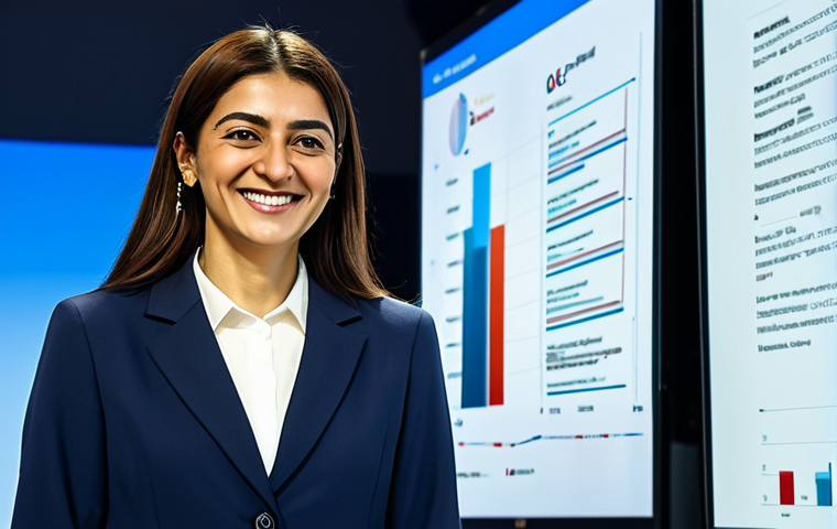 **

"A professional Turkish businesswoman in a modest business suit, smiling confidently while presenting data on a large screen at a business conference in Istanbul, fully clothed, appropriate attire, safe for work, perfect anatomy, correct proportions, natural pose, professional photography, well-lit, high quality, family-friendly."

**